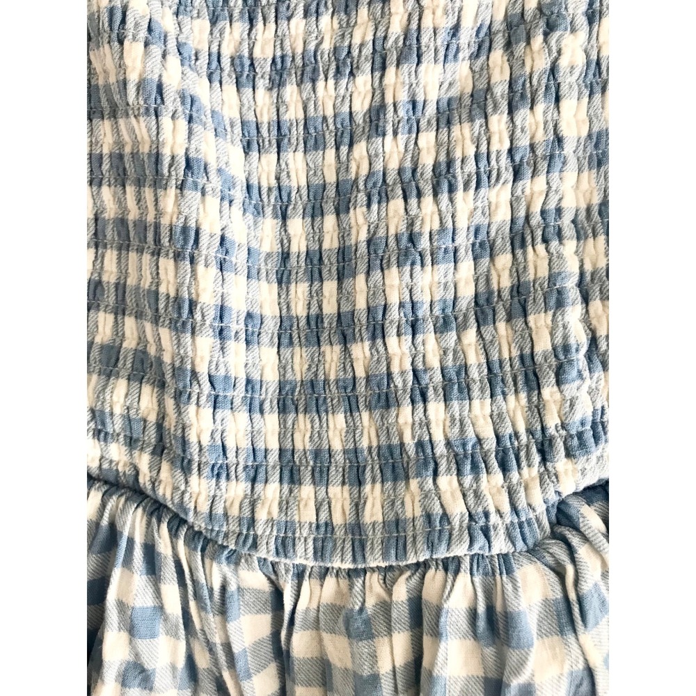 Torrid Blue White Gingham Smocked Peplum Square Neck Long Sleeve Top Plus Size 3 - Picture 3 of 7